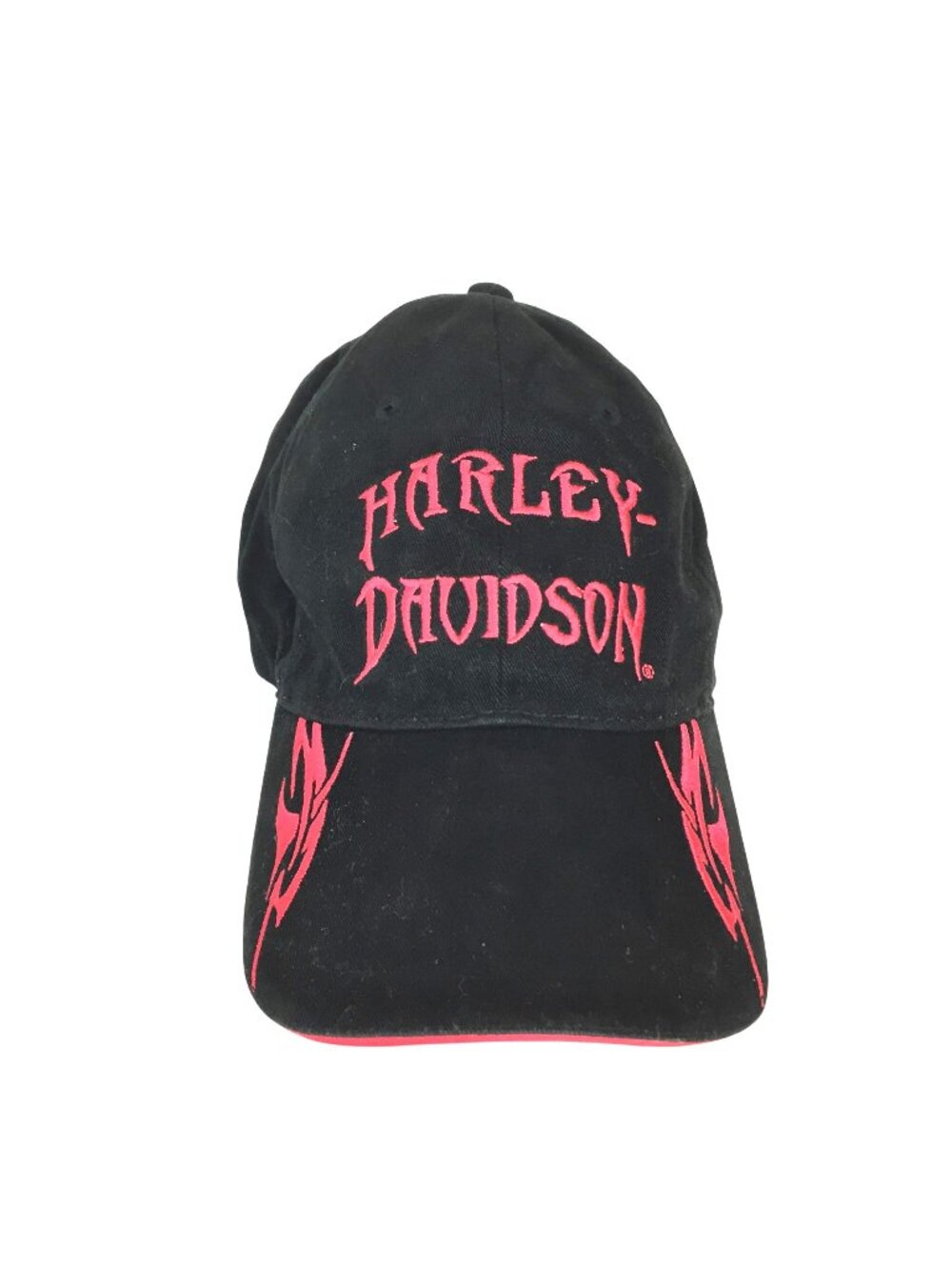Harley-Davidson Womens Black & Red Cotton Baseball Cap Embroidered Flames Adjust